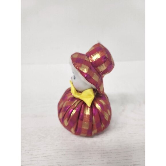 Vintage Jester Clown Pin Cushion Sand Bag Soft Body Porcelain Face Stuffed Doll - Picture 4 of 8